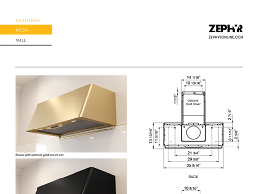 Zephyr Spec Sheets and Manuals