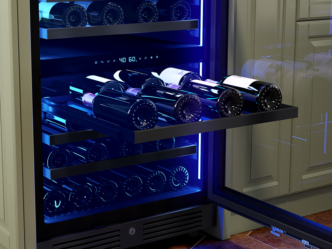 Presrv™ Black Stainless Dual Zone Wine Cooler | Zephyr Presrv 