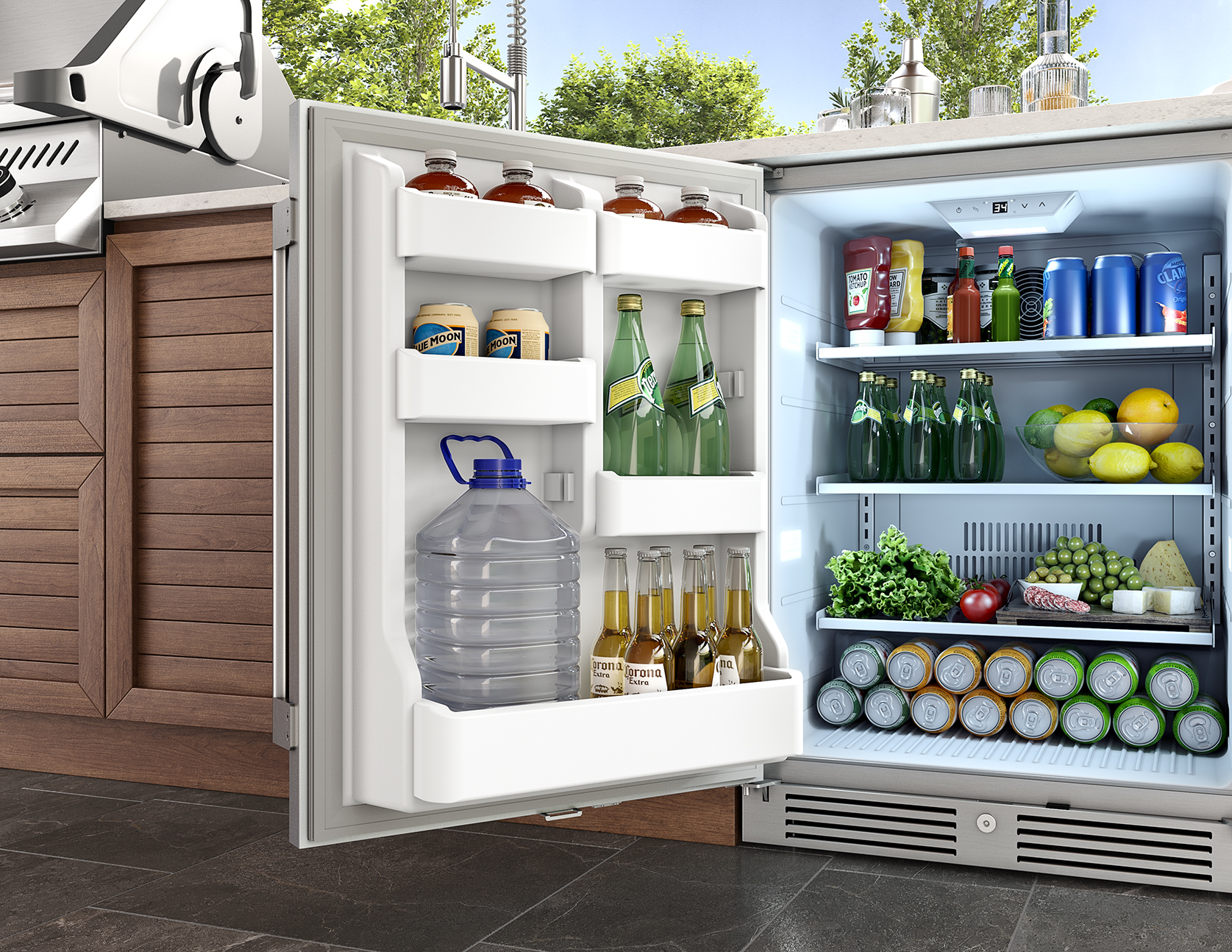 outdoor refrigerator; featuring Zephyr Presrv™ Outdoor Refrigerator