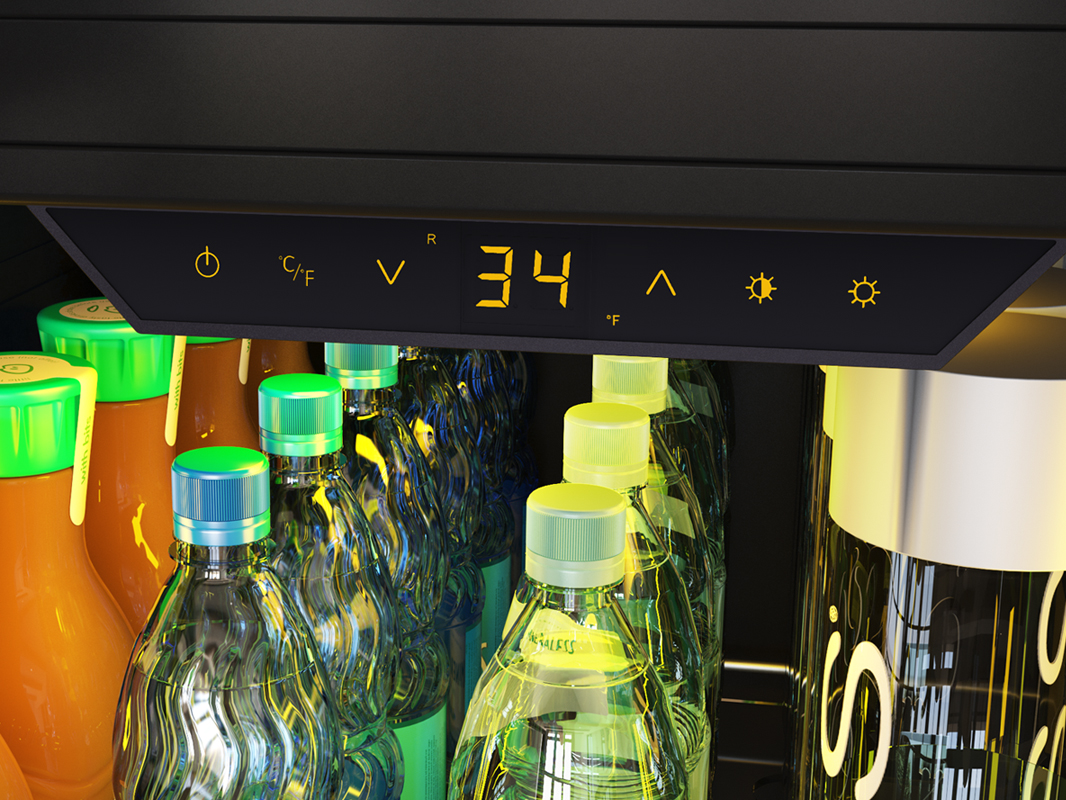 PRB24F01BPG Zephyr Presrv® Full Size Panel Ready Beverage Cooler 3-Color Electronic Touch Controls in amber